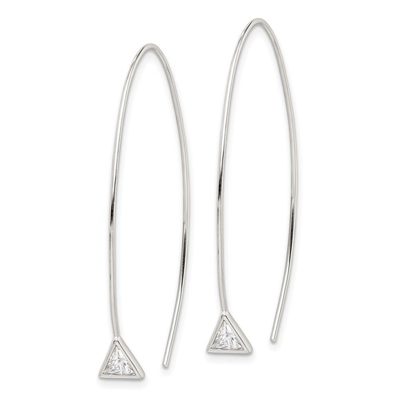 Sterling Silver Triangle CZ Threader Earrings - Picture 4 of 4